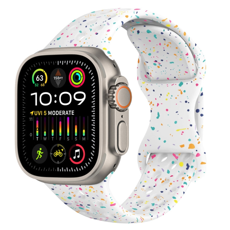 For Apple Watch Ultra 49mm Hole Style Butterfly Buckle Camouflage Silicone Watch Band