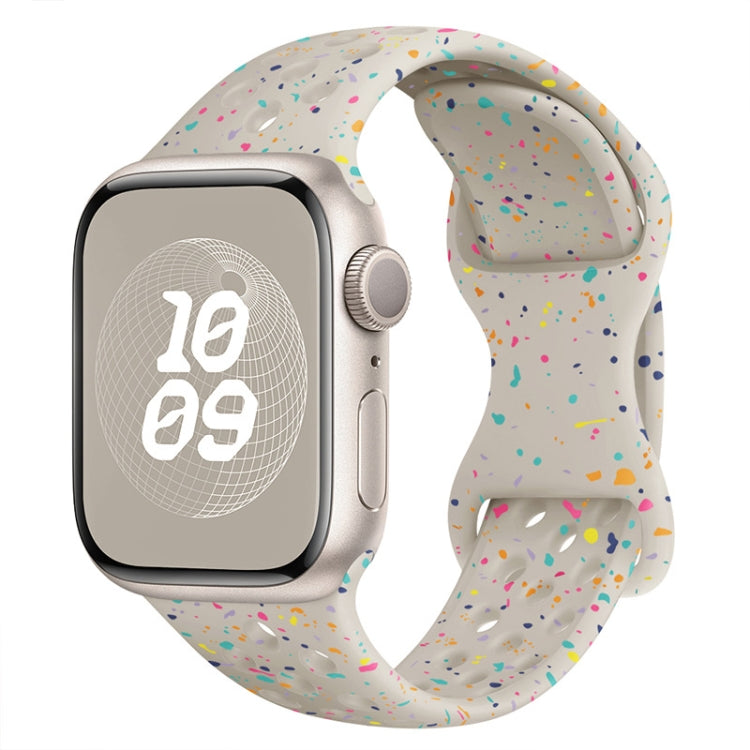 For Apple Watch Series 8 45mm Hole Style Butterfly Buckle Camouflage Silicone Watch Band