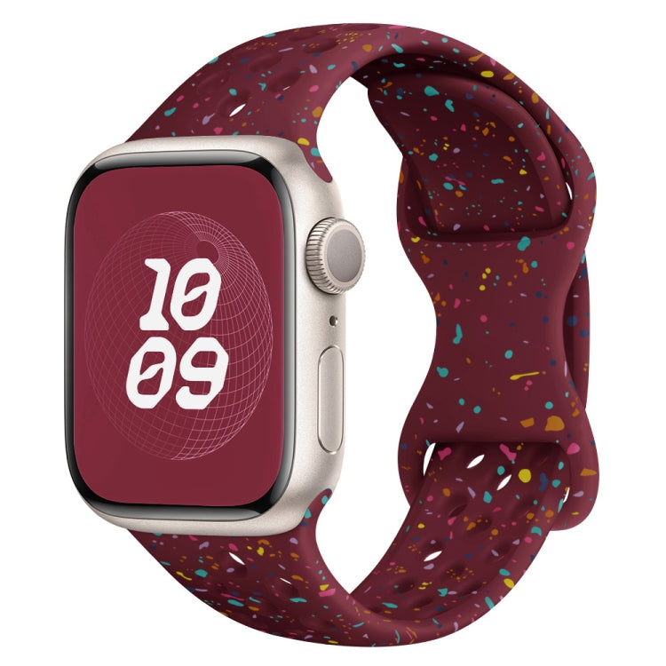 For Apple Watch Series 6 40mm Hole Style Butterfly Buckle Camouflage Silicone Watch Band