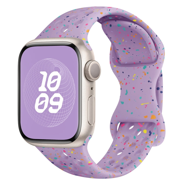 For Apple Watch Series 6 40mm Hole Style Butterfly Buckle Camouflage Silicone Watch Band