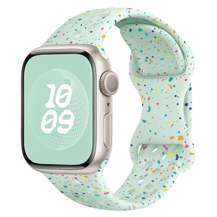 For Apple Watch Series 6 40mm Hole Style Butterfly Buckle Camouflage Silicone Watch Band