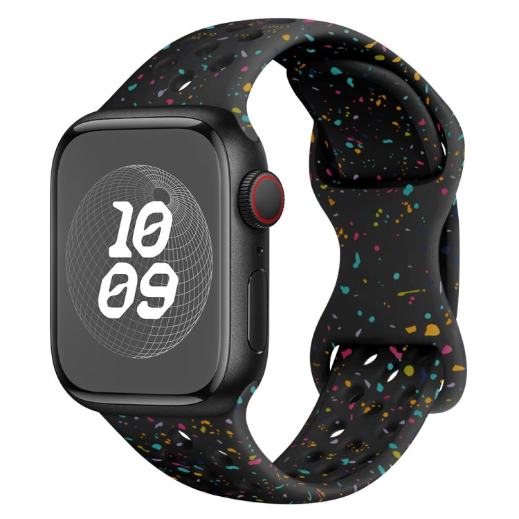 For Apple Watch 42mm Hole Style Butterfly Buckle Camouflage Silicone Watch Band