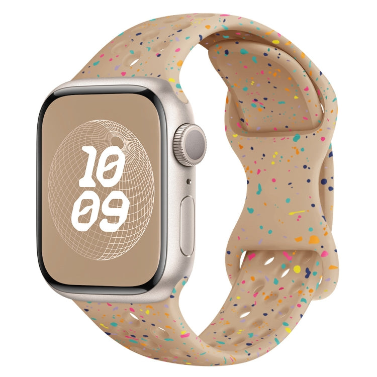 For Apple Watch 42mm Hole Style Butterfly Buckle Camouflage Silicone Watch Band