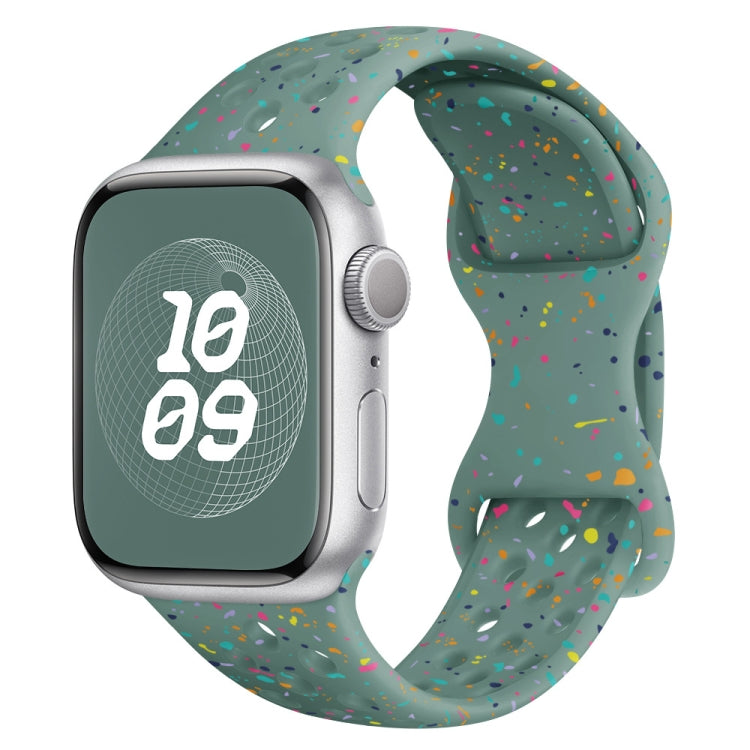 For Apple Watch 42mm Hole Style Butterfly Buckle Camouflage Silicone Watch Band