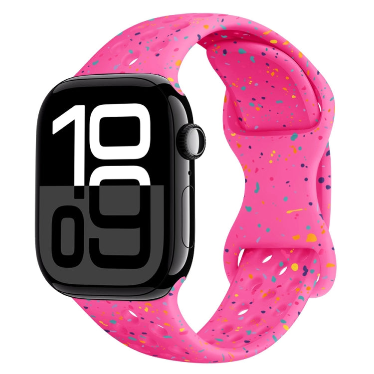 For Apple Watch Series 10 42mm Hole Style Butterfly Buckle Camouflage Silicone Watch Band