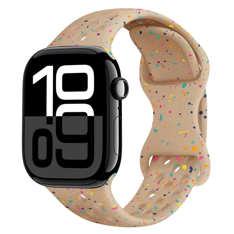 For Apple Watch Series 10 46mm Hole Style Butterfly Buckle Camouflage Silicone Watch Band