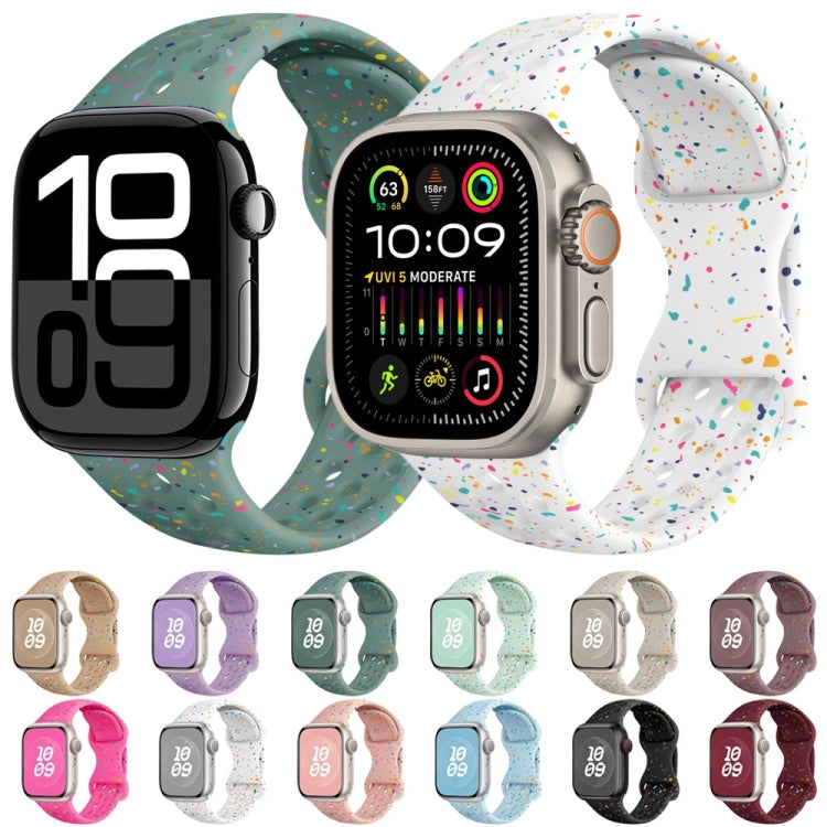 For Apple Watch Series 8 45mm Hole Style Butterfly Buckle Camouflage Silicone Watch Band