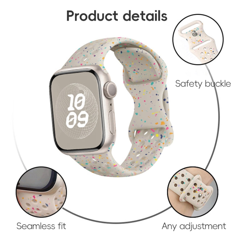 For Apple Watch 42mm Hole Style Butterfly Buckle Camouflage Silicone Watch Band