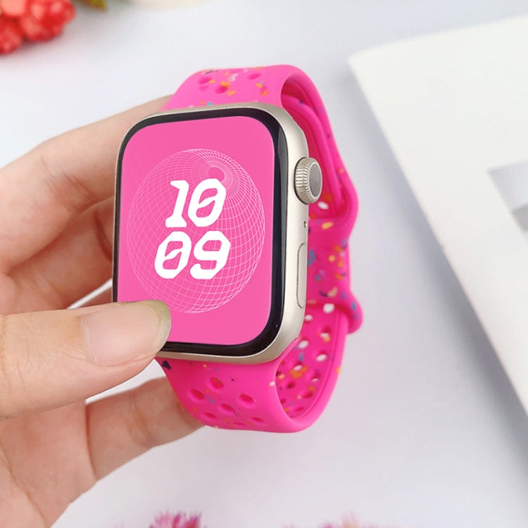 For Apple Watch 38mm Hole Style Butterfly Buckle Camouflage Silicone Watch Band