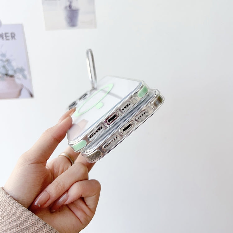 For iPhone 15 J2 High Transparent MagSafe Magnetic Frame Holder Phone Case