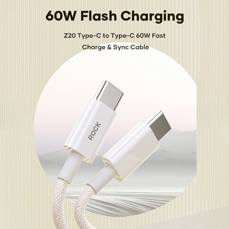 ROCK Z20 60W USB-C / Type-C to USB-C / Type-C Fast Charging Data Cable, Length:1m - Grey White