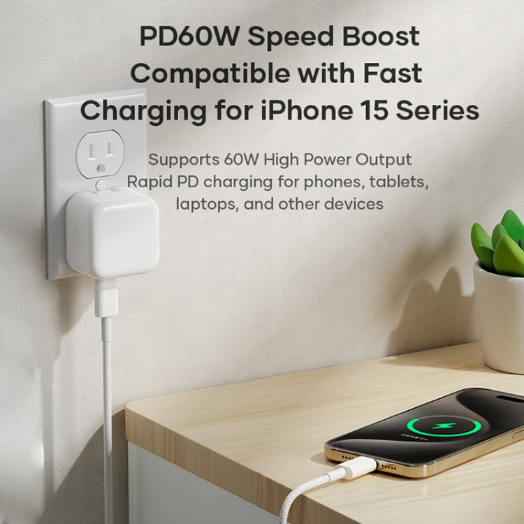 ROCK Z20 60W USB-C / Type-C to USB-C / Type-C Fast Charging Data Cable, Length:1m - Grey White