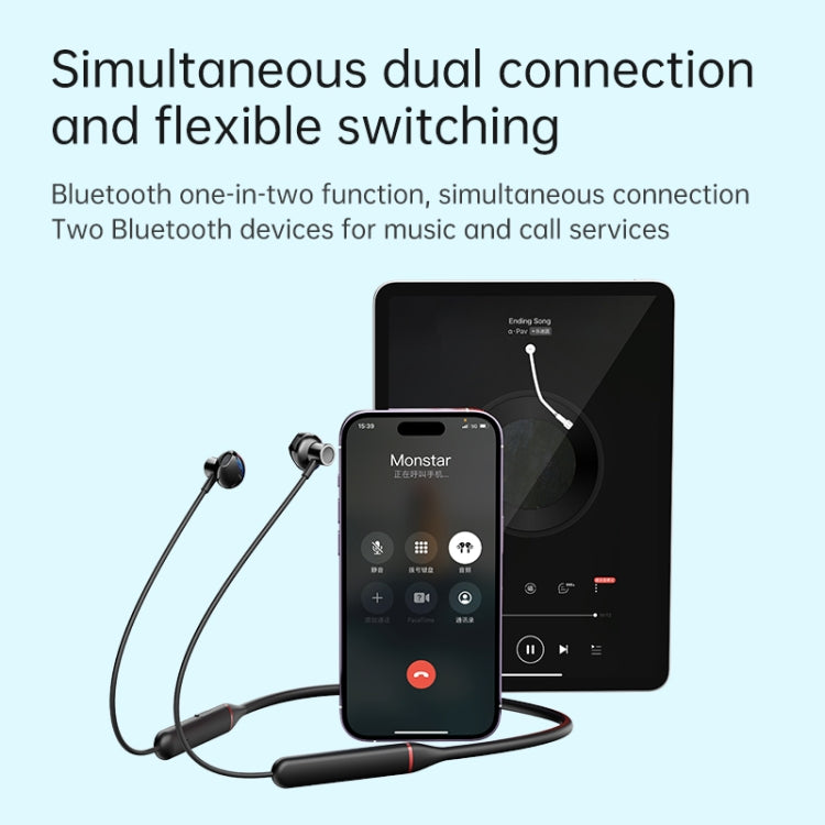 ROCK Y6 Neck-band Wireless Sports Bluetooth Earphone - Black