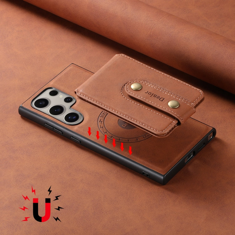 For Samsung Galaxy S24 Ultra 5G Denior D14 NK Retro Pattern MagSafe Magnetic Card Holder Leather Phone Case