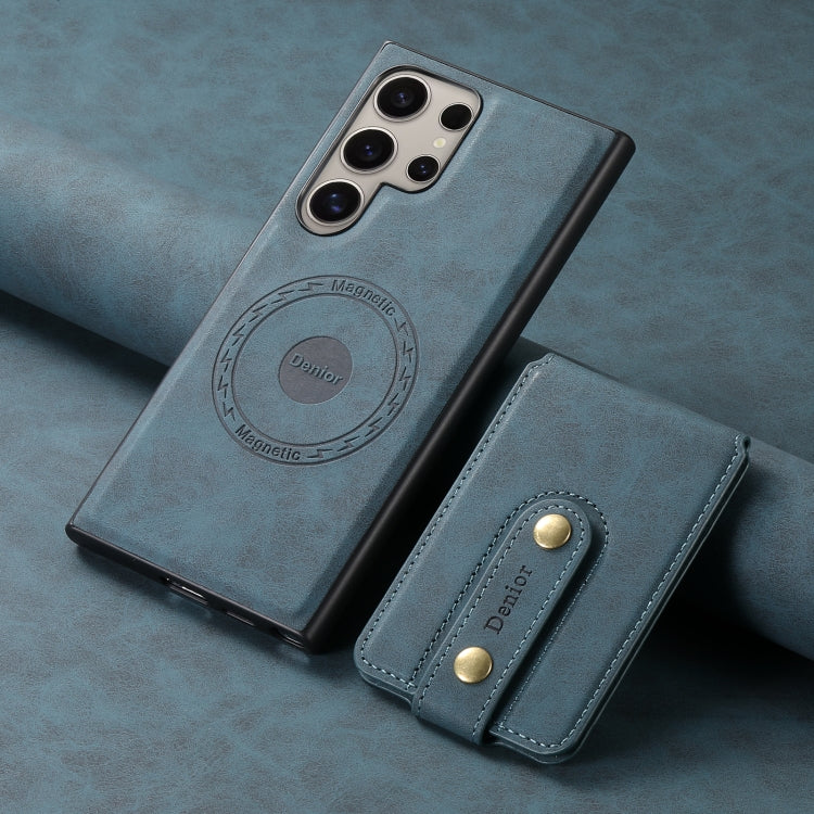 For Samsung Galaxy S24 Ultra 5G Denior D14 NK Retro Pattern MagSafe Magnetic Card Holder Leather Phone Case