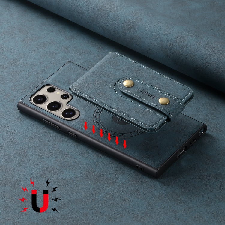 For Samsung Galaxy S24 Ultra 5G Denior D14 NK Retro Pattern MagSafe Magnetic Card Holder Leather Phone Case