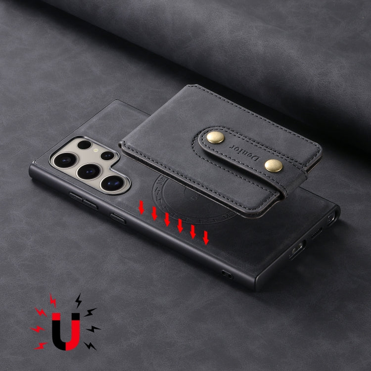 For Samsung Galaxy S24 Ultra 5G Denior D14 NK Retro Pattern MagSafe Magnetic Card Holder Leather Phone Case