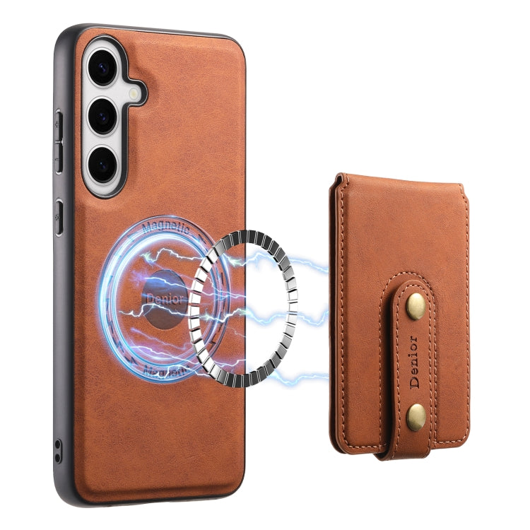 For Samsung Galaxy S24+ 5G Denior D14 NK Retro Pattern MagSafe Magnetic Card Holder Leather Phone Case