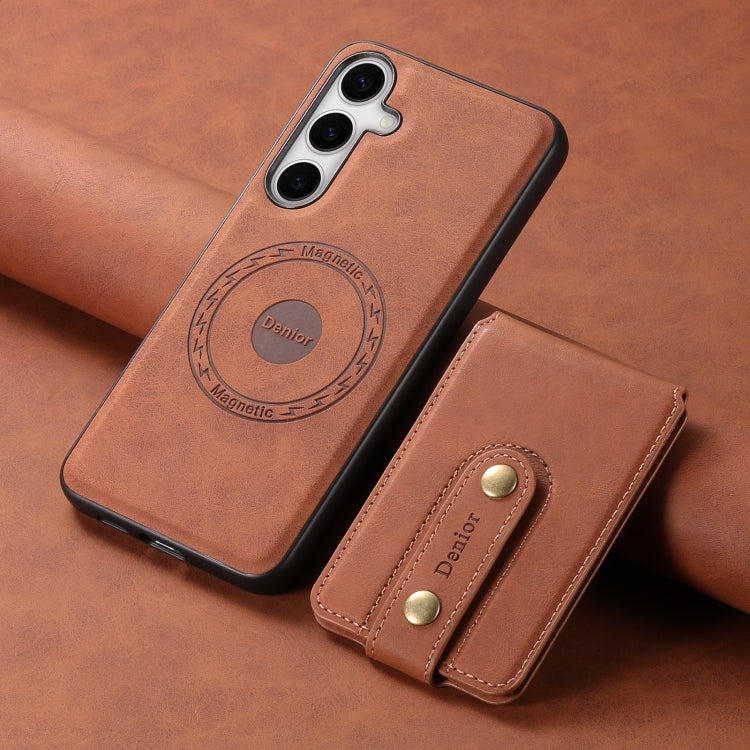 For Samsung Galaxy S24+ 5G Denior D14 NK Retro Pattern MagSafe Magnetic Card Holder Leather Phone Case