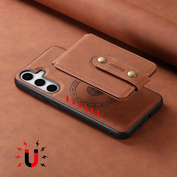 For Samsung Galaxy S24+ 5G Denior D14 NK Retro Pattern MagSafe Magnetic Card Holder Leather Phone Case