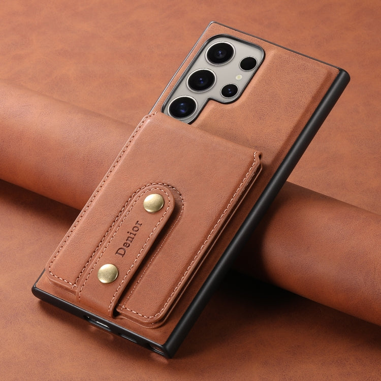For Samsung Galaxy S23 Ultra 5G Denior D14 NK Retro Pattern MagSafe Magnetic Card Holder Leather Phone Case