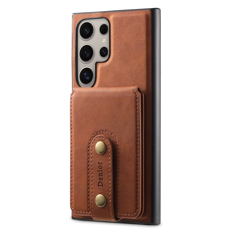 For Samsung Galaxy S23 Ultra 5G Denior D14 NK Retro Pattern MagSafe Magnetic Card Holder Leather Phone Case