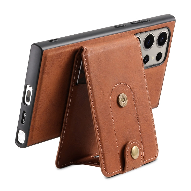 For Samsung Galaxy S23 Ultra 5G Denior D14 NK Retro Pattern MagSafe Magnetic Card Holder Leather Phone Case