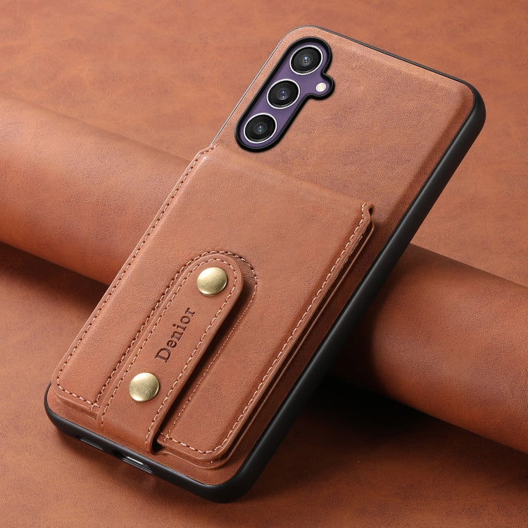 For Samsung Galaxy S23 FE 5G Denior D14 NK Retro Pattern MagSafe Magnetic Card Holder Leather Phone Case