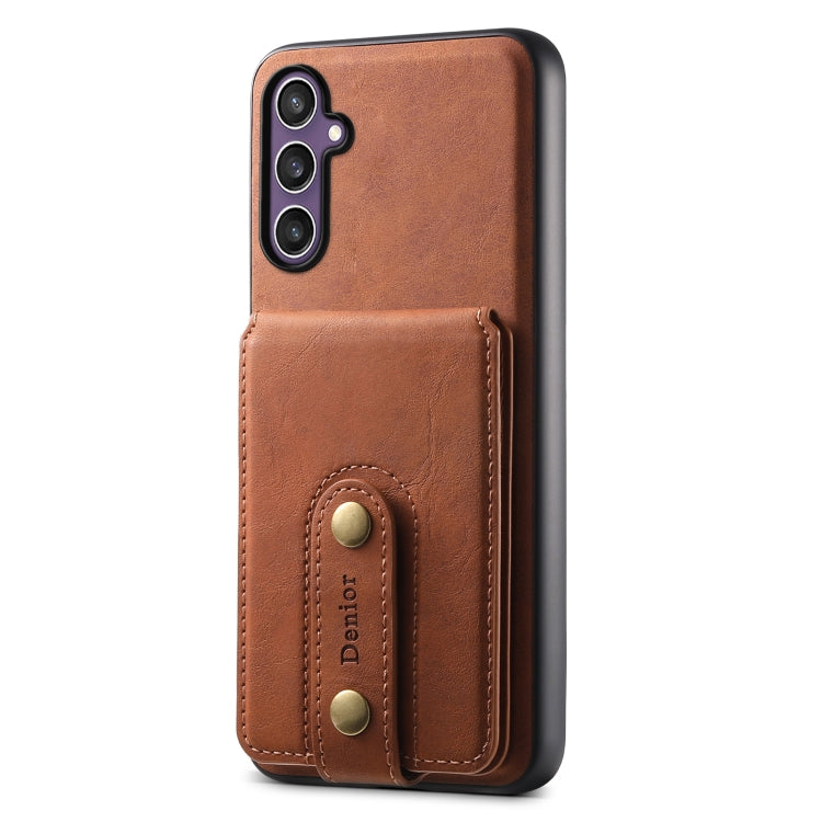 For Samsung Galaxy S23 FE 5G Denior D14 NK Retro Pattern MagSafe Magnetic Card Holder Leather Phone Case