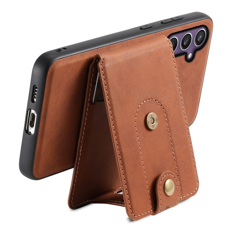 For Samsung Galaxy S23 FE 5G Denior D14 NK Retro Pattern MagSafe Magnetic Card Holder Leather Phone Case
