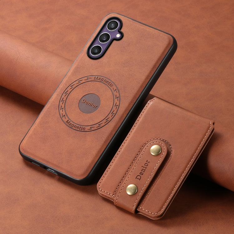 For Samsung Galaxy S23 FE 5G Denior D14 NK Retro Pattern MagSafe Magnetic Card Holder Leather Phone Case