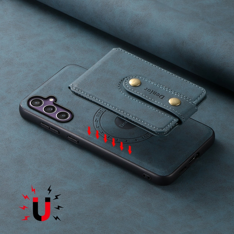 For Samsung Galaxy S23 FE 5G Denior D14 NK Retro Pattern MagSafe Magnetic Card Holder Leather Phone Case