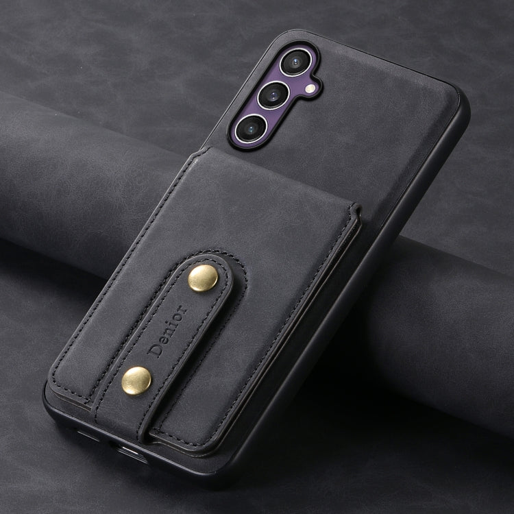 For Samsung Galaxy S23 FE 5G Denior D14 NK Retro Pattern MagSafe Magnetic Card Holder Leather Phone Case