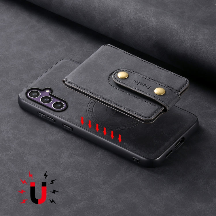 For Samsung Galaxy S23 FE 5G Denior D14 NK Retro Pattern MagSafe Magnetic Card Holder Leather Phone Case