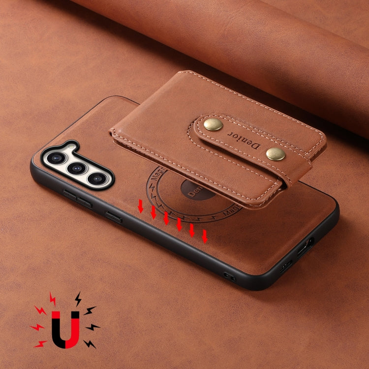For Samsung Galaxy S23+ 5G Denior D14 NK Retro Pattern MagSafe Magnetic Card Holder Leather Phone Case