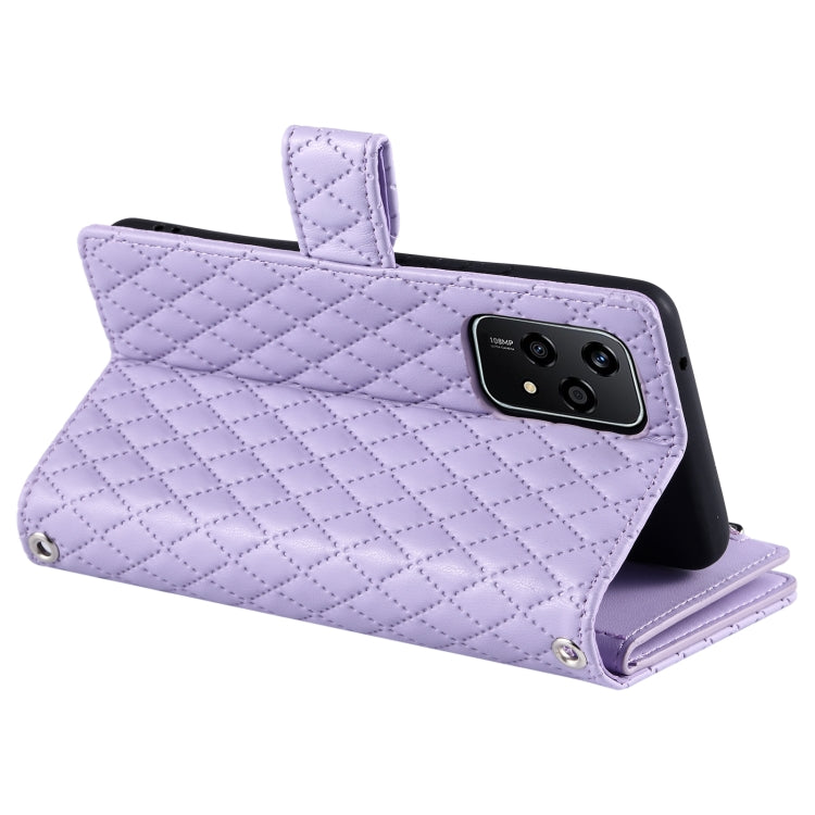 For Honor 200 Lite Global Glitter Lattice Zipper Wallet Leather Phone Case