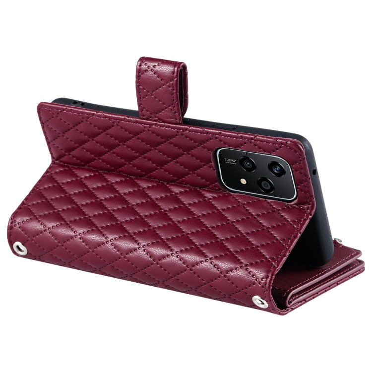 For Honor 200 Lite Global Glitter Lattice Zipper Wallet Leather Phone Case