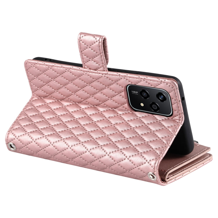 For Honor 200 Lite Global Glitter Lattice Zipper Wallet Leather Phone Case