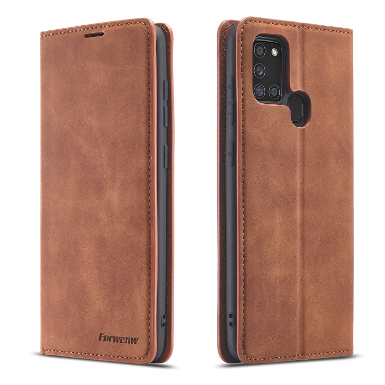 For Samsung Galaxy A21s Forwenw Dream Series Oil Edge Strong Magnetism Horizontal Flip Leather Case with Holder & Card Slots & Wallet & Photo Frame