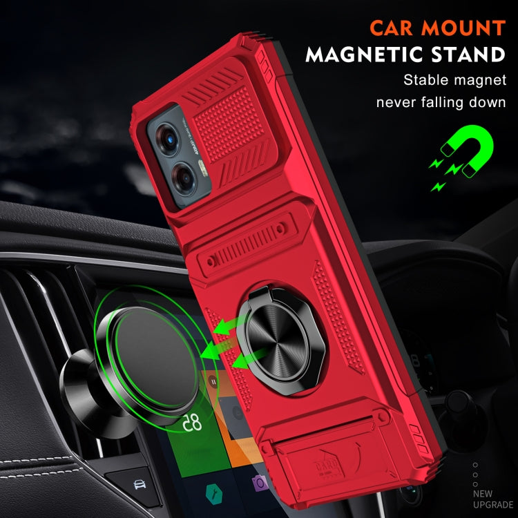 For Motorola Moto G 5G 2023 TPU+PC Shockproof Card Slot Phone Case with Metal Ring Holder
