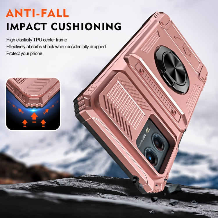 For Motorola Moto G 5G 2023 TPU+PC Shockproof Card Slot Phone Case with Metal Ring Holder