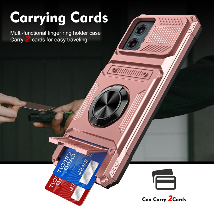 For Motorola Moto G 5G 2023 TPU+PC Shockproof Card Slot Phone Case with Metal Ring Holder