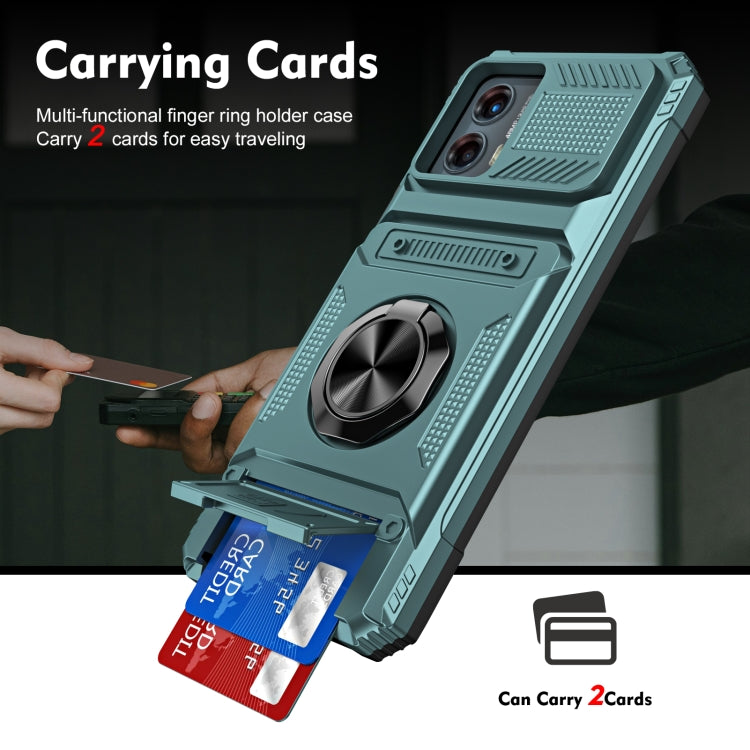 For Motorola Moto G 5G 2023 TPU+PC Shockproof Card Slot Phone Case with Metal Ring Holder