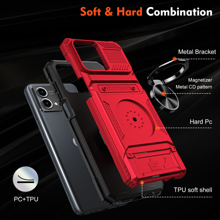 For Motorola Moto G Stylus 5G 2023 TPU+PC Shockproof Card Slot Phone Case with Metal Ring Holder