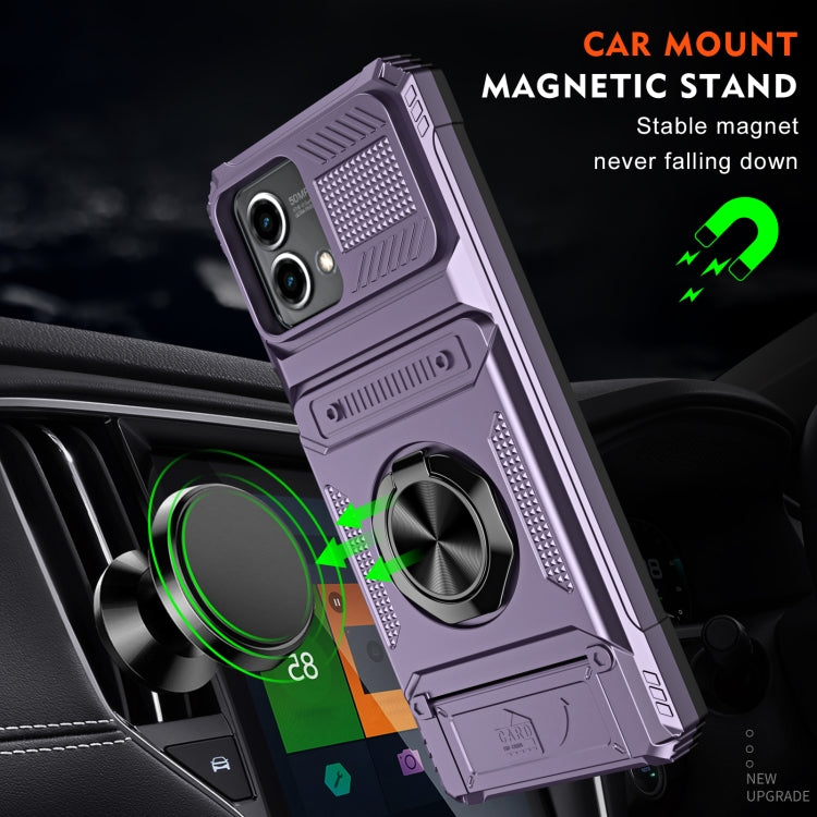 For Motorola Moto G Stylus 5G 2023 TPU+PC Shockproof Card Slot Phone Case with Metal Ring Holder