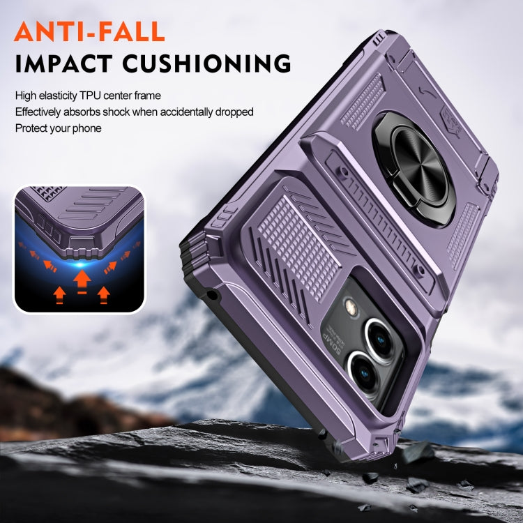 For Motorola Moto G Stylus 5G 2023 TPU+PC Shockproof Card Slot Phone Case with Metal Ring Holder