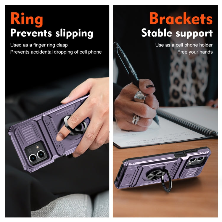 For Motorola Moto G Stylus 5G 2023 TPU+PC Shockproof Card Slot Phone Case with Metal Ring Holder