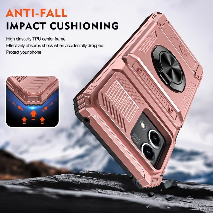 For Motorola Moto G Stylus 5G 2023 TPU+PC Shockproof Card Slot Phone Case with Metal Ring Holder