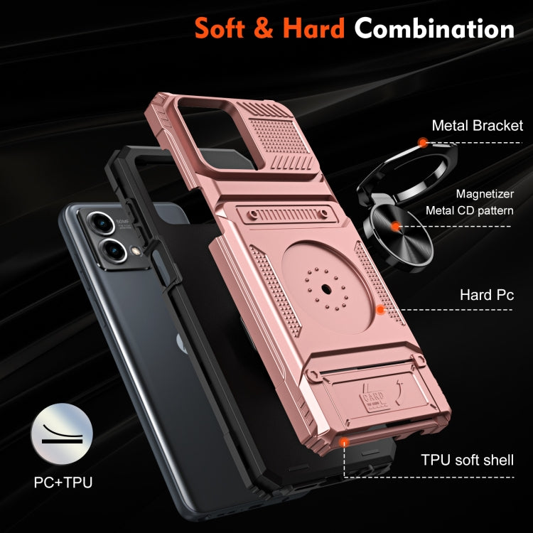 For Motorola Moto G Stylus 5G 2023 TPU+PC Shockproof Card Slot Phone Case with Metal Ring Holder