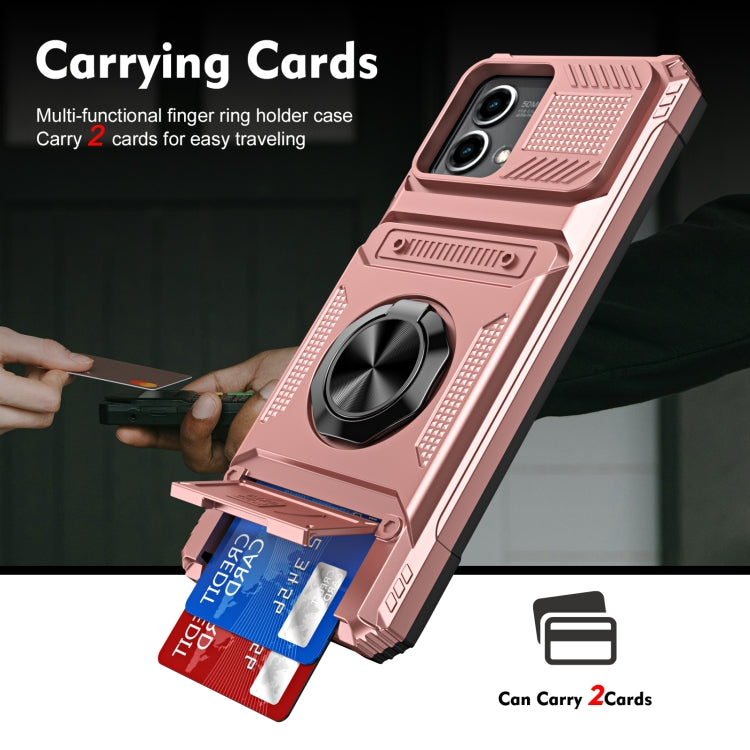 For Motorola Moto G Stylus 5G 2023 TPU+PC Shockproof Card Slot Phone Case with Metal Ring Holder